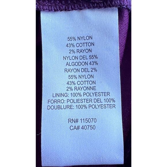 Nina Leonard Chiffon Kjole Trapeze Shift Dress Women Large Purple Lace Coquette - Picture 14 of 16